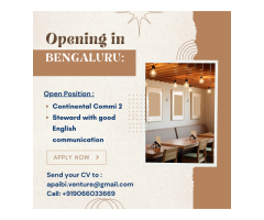 Openings in Bengaluru For Restaurant/Hospitality